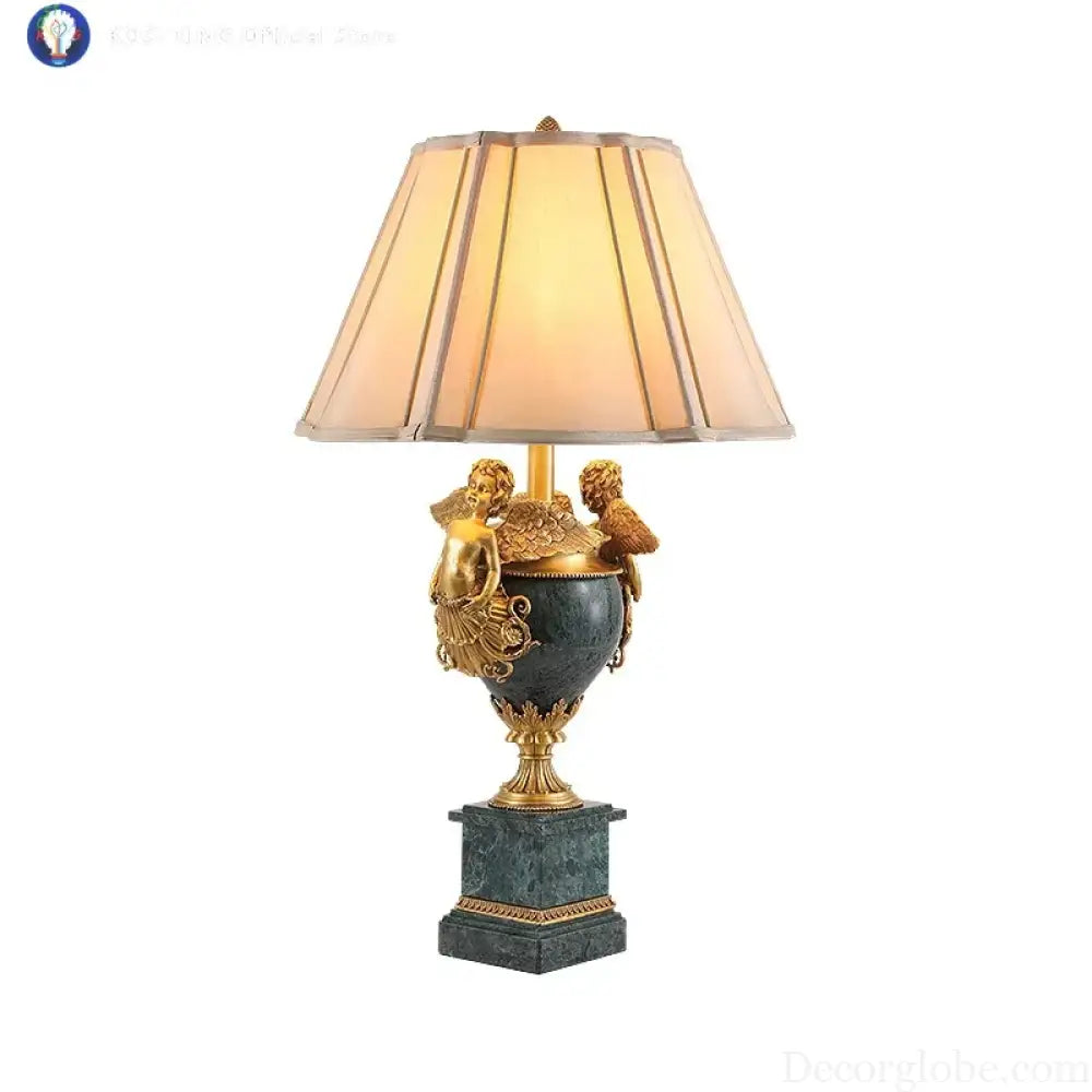 European Style Home Living Room Deco Table Lamps Luxury Bedside Led Desk Light French Retro Marble Brass Lamps - D47