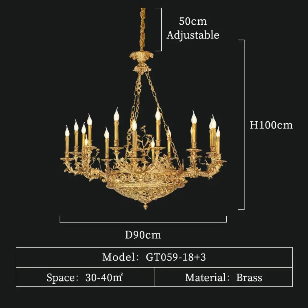 ÉLANOR French European Brass Candle Chandelier 21lights D90 H100cm Chandelier