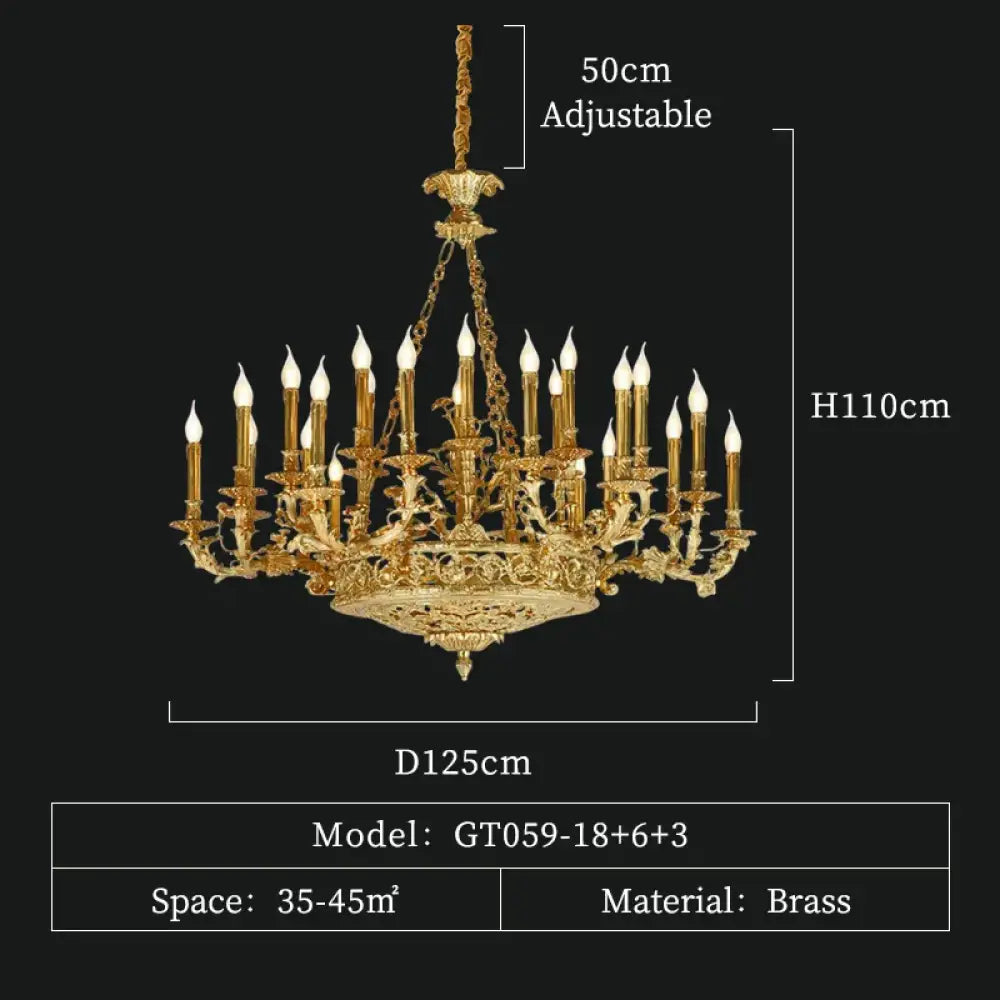 ÉLANOR French European Brass Candle Chandelier 27lights D125 H110cm Chandelier
