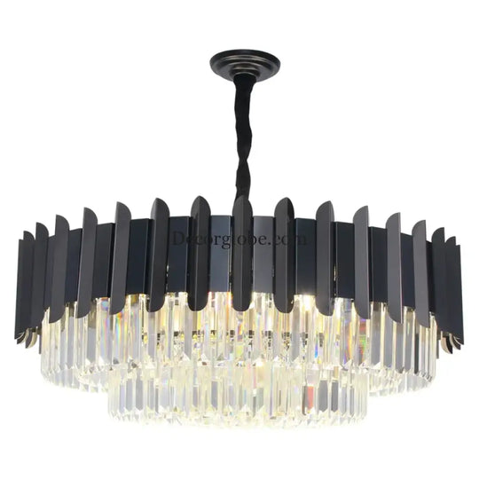 Elegant Black Crystal Chandelier - A Postmodern Light Luxury Addition for Modern Living Rooms and Bedrooms - DecorGlobe