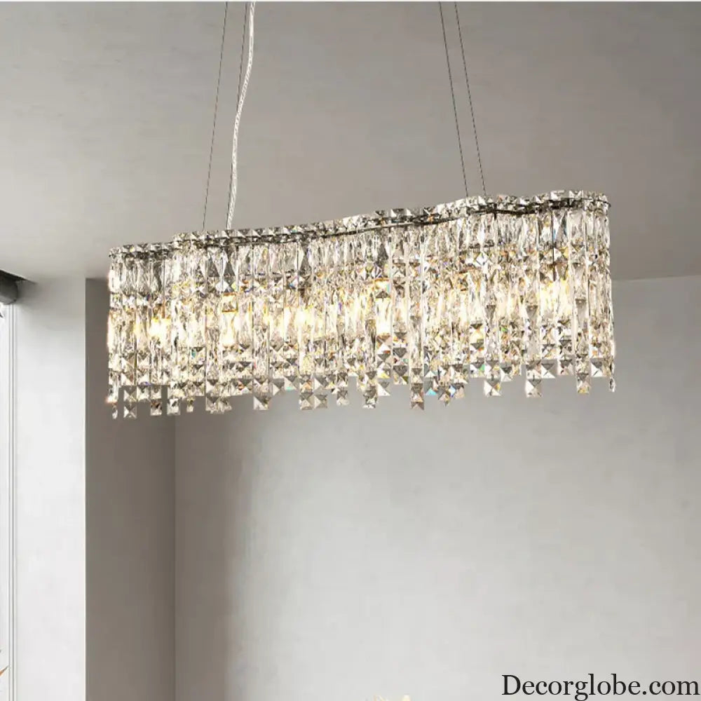 Elegant Chrome Stainless Steel K9 Crystal Chandelier - A Modern Luxury Lighting Fixture for Living Rooms, Bedrooms, and Dining Spaces - DecorGlobe