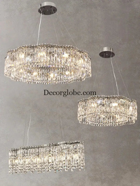 Elegant Chrome Stainless Steel K9 Crystal Chandelier - A Modern Luxury Lighting Fixture for Living Rooms, Bedrooms, and Dining Spaces - DecorGlobe