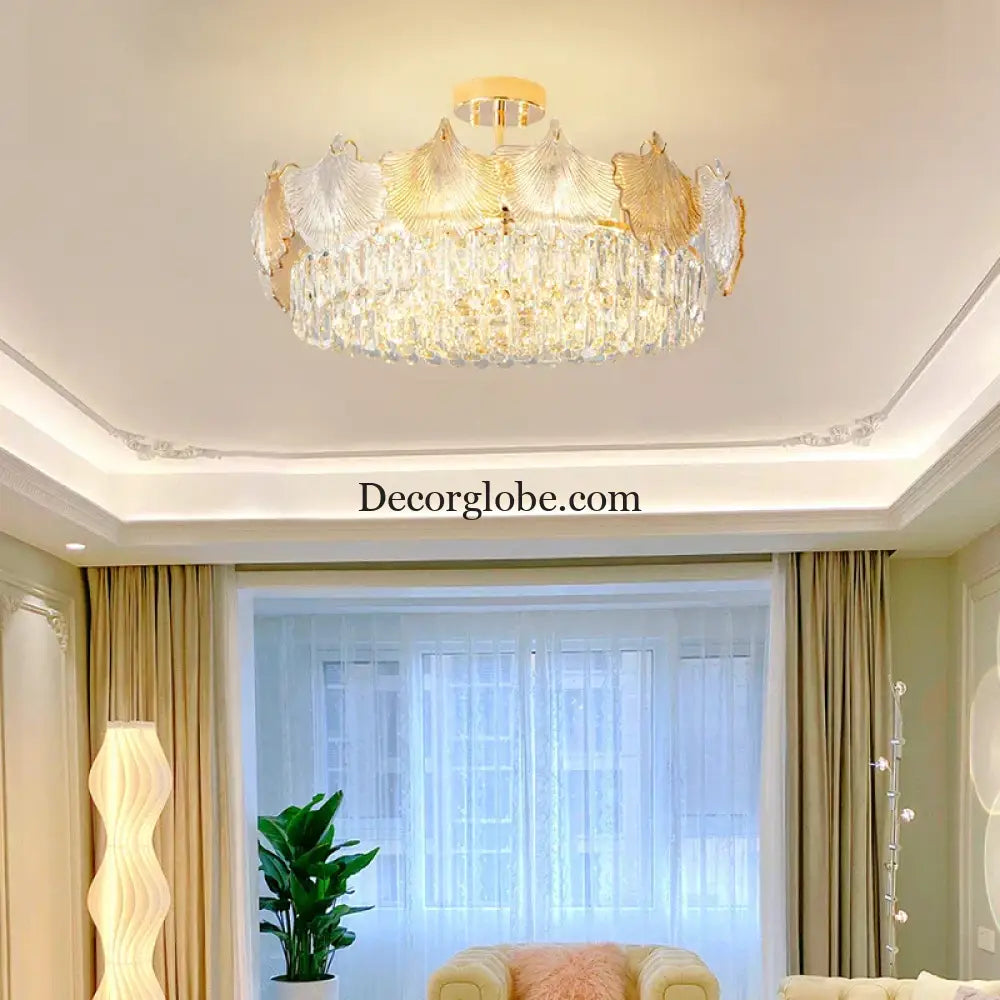 Elegant Crystal Ceiling Chandelier with LED Lighting - Luxury Home Decoration for Living Rooms, Bedrooms, and Restaurants - DecorGlobe