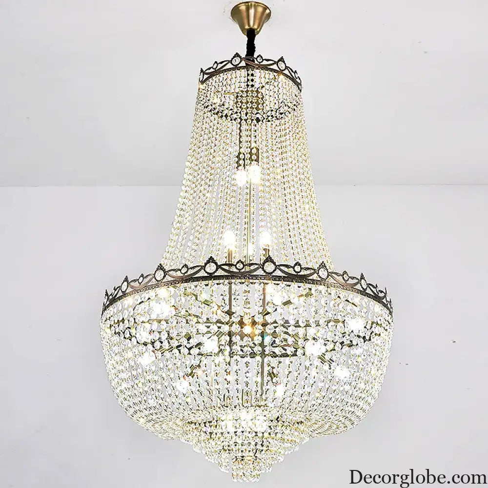 Elegant Crystal Chandelier for Duplex Buildings - A Modern Luxury Fixture for Living Rooms, Dining Spaces, Hotels, and Special Events - DecorGlobe