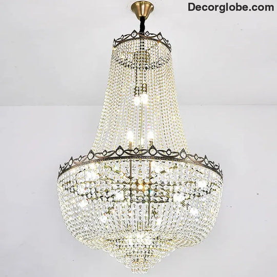 Elegant Crystal Chandelier for Duplex Buildings - A Modern Luxury Fixture for Living Rooms, Dining Spaces, Hotels, and Special Events - DecorGlobe