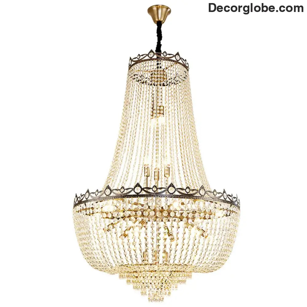 Elegant Crystal Chandelier for Duplex Buildings - A Modern Luxury Fixture for Living Rooms, Dining Spaces, Hotels, and Special Events - DecorGlobe