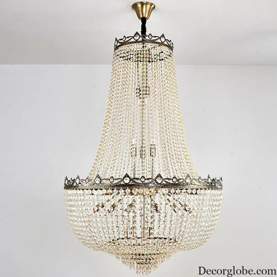Elegant Crystal Chandelier for Duplex Buildings - A Modern Luxury Fixture for Living Rooms, Dining Spaces, Hotels, and Special Events - DecorGlobe