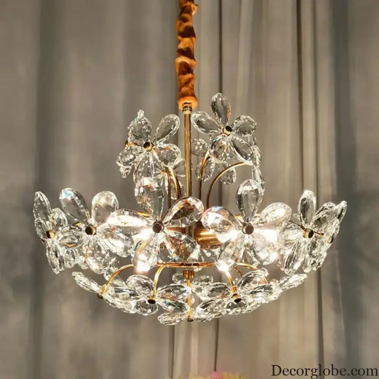 Elegant Crystal Flower Chandelier - New Style Dream with French Pastoral and American Retro Flair for Bedroom and Dining Room - DecorGlobe