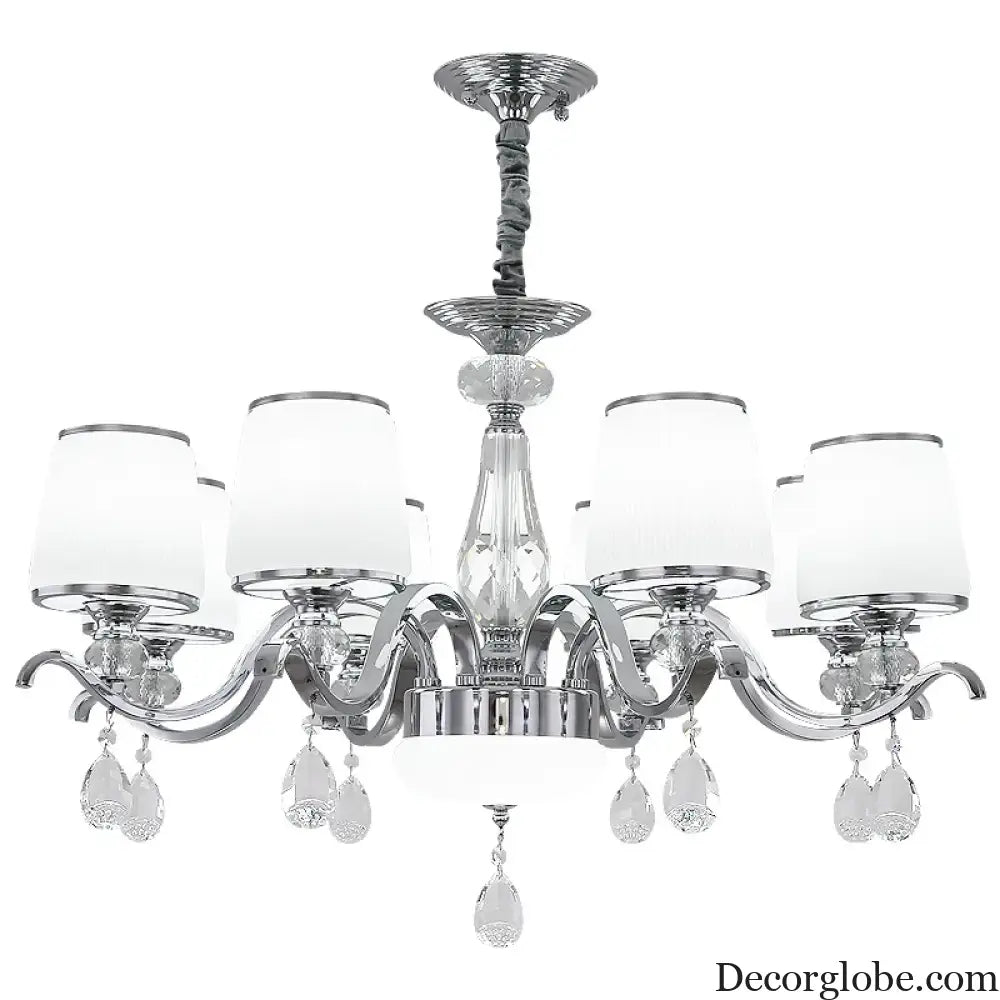 Elegant European Chrome Crystal Chandelier - A Postmodern Simple Fixture for Living Rooms, Dining Spaces, and Bedrooms - DecorGlobe