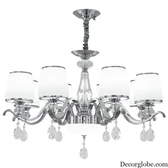 Elegant European Chrome Crystal Chandelier - A Postmodern Simple Fixture for Living Rooms, Dining Spaces, and Bedrooms - DecorGlobe