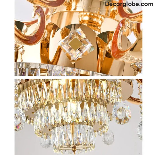 Elegant European Crystal Ceramic Chandelier - A Modern Light Luxury Fixture for Living Rooms, Bedrooms, Dining Rooms, and Villa Duplex Buildings - DecorGlobe