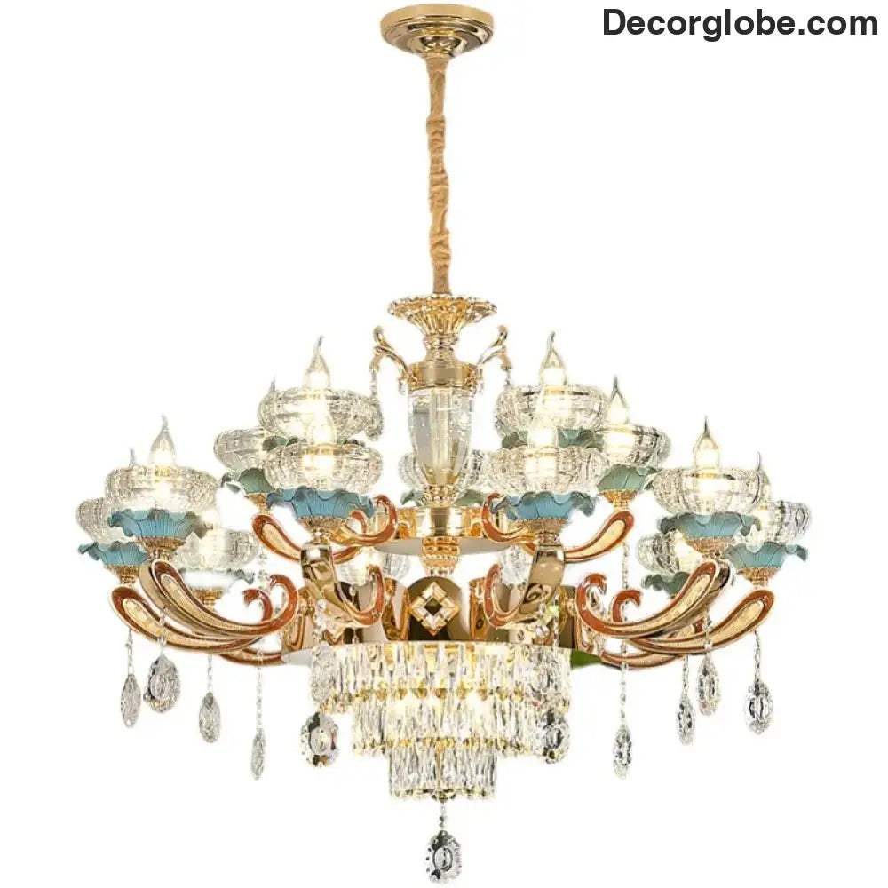 Elegant European Crystal Ceramic Chandelier - A Modern Light Luxury Fixture for Living Rooms, Bedrooms, Dining Rooms, and Villa Duplex Buildings - DecorGlobe