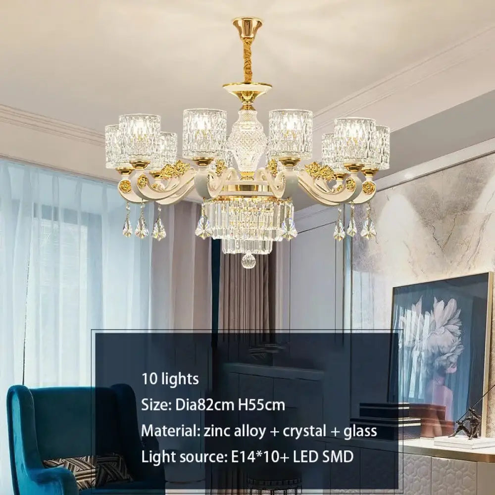 Elegant European Style Crystal Chandelier - A Light Luxury Atmosphere Fixture for Living Rooms, Bedrooms, Dining Areas, and Villas - DecorGlobe