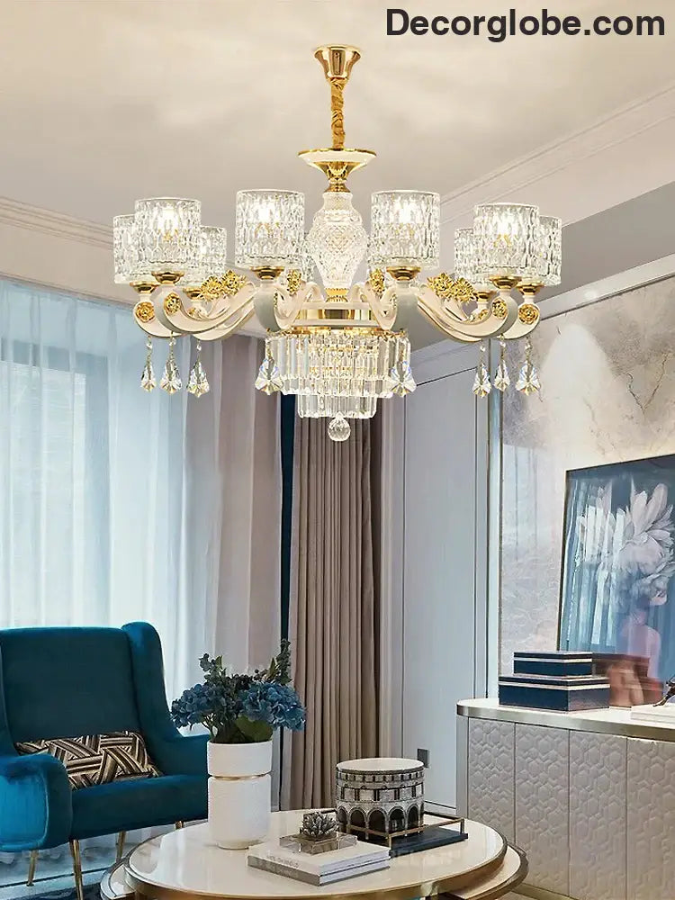 Elegant European Style Crystal Chandelier - A Light Luxury Atmosphere Fixture for Living Rooms, Bedrooms, Dining Areas, and Villas - DecorGlobe