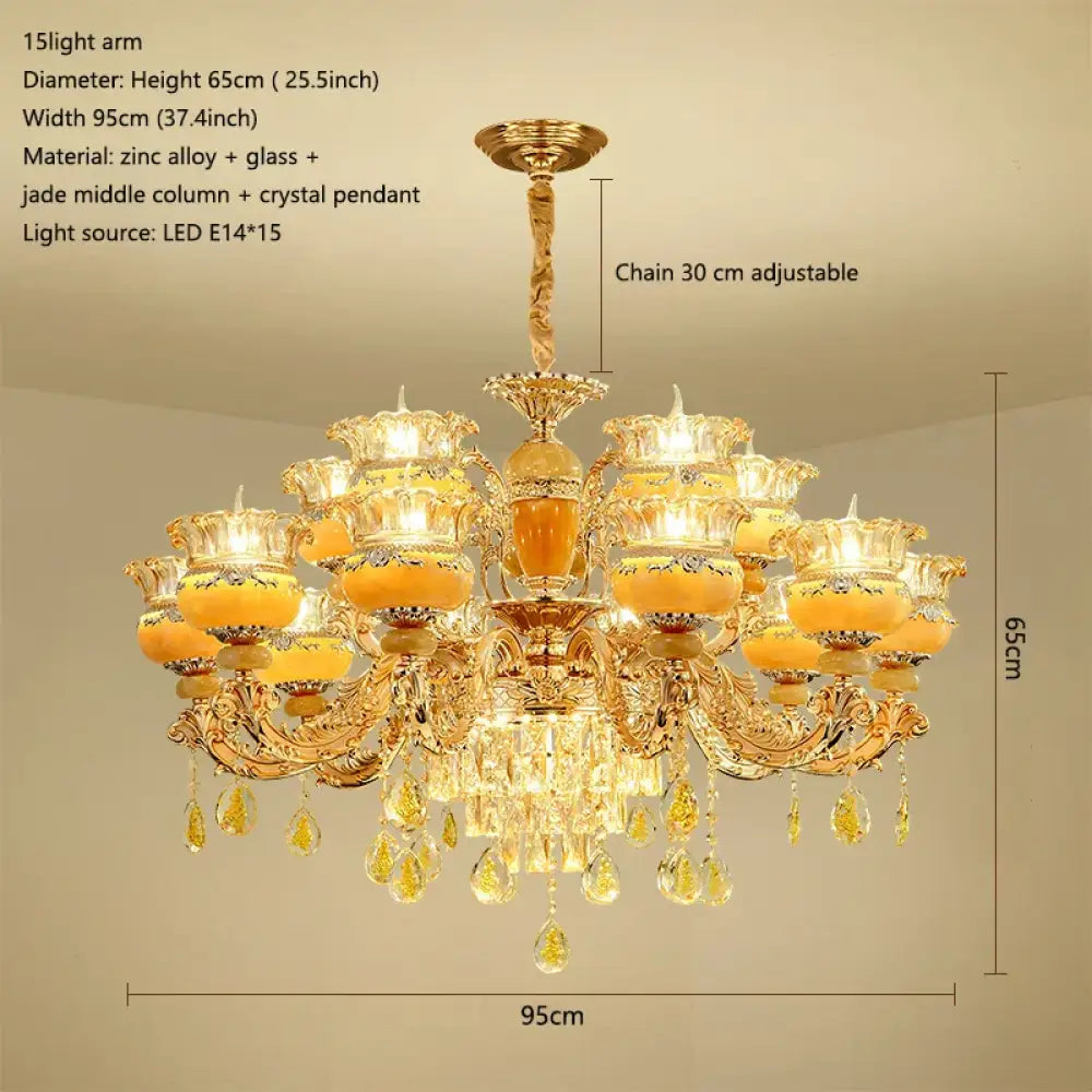 Elegant European Style Crystal Chandelier - A Luxurious Jade-Inspired Main Lamp for Living Rooms, Bedrooms, and Hallways - DecorGlobe