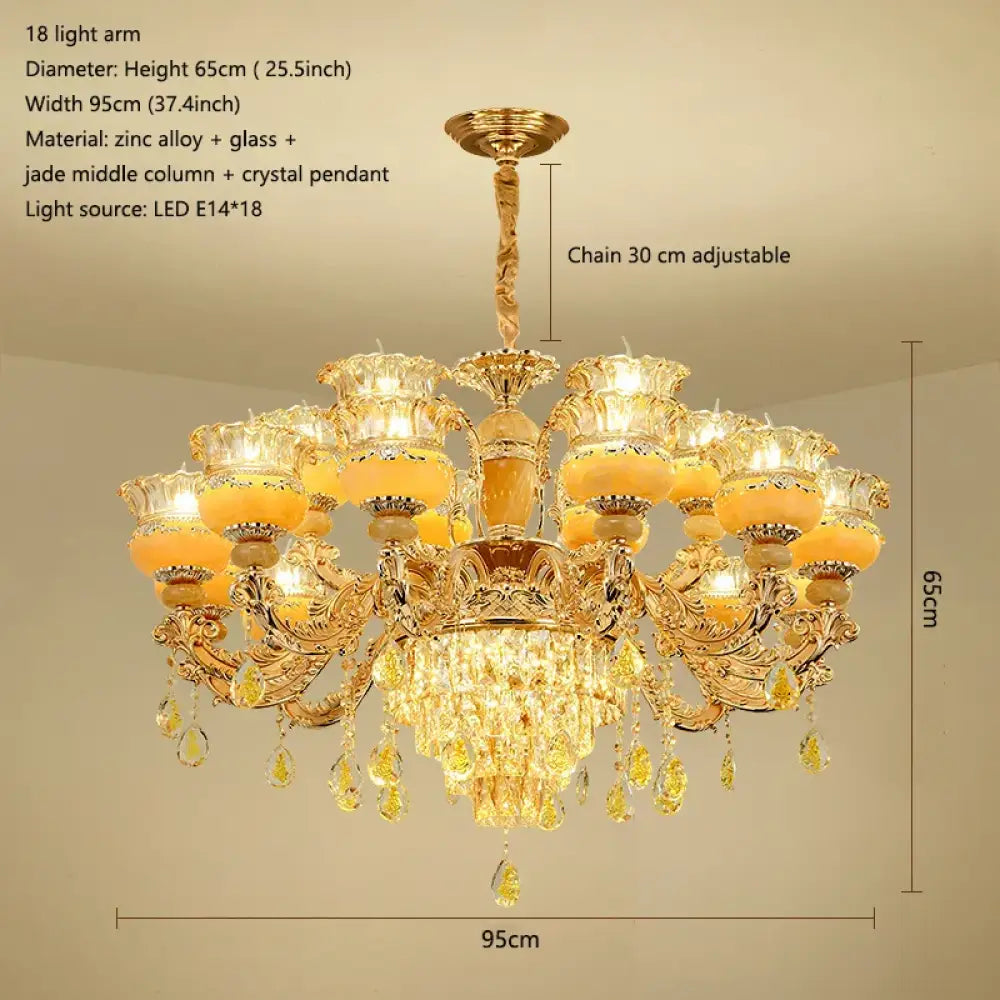 Elegant European Style Crystal Chandelier - A Luxurious Jade-Inspired Main Lamp for Living Rooms, Bedrooms, and Hallways - DecorGlobe