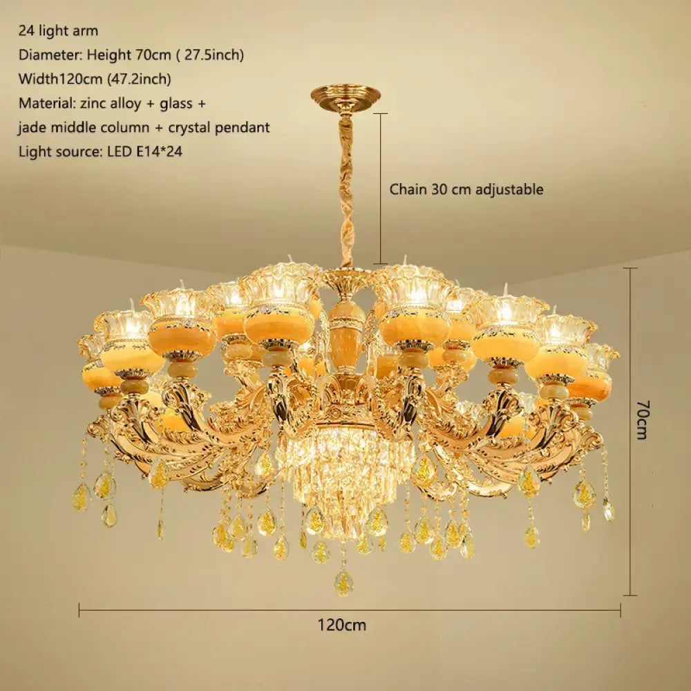Elegant European Style Crystal Chandelier - A Luxurious Jade-Inspired Main Lamp for Living Rooms, Bedrooms, and Hallways - DecorGlobe