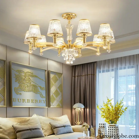 Elegant European Style Crystal Chandelier - A Modern Light Luxury Fixture for Living Rooms, Bedrooms, and Dining Areas - DecorGlobe