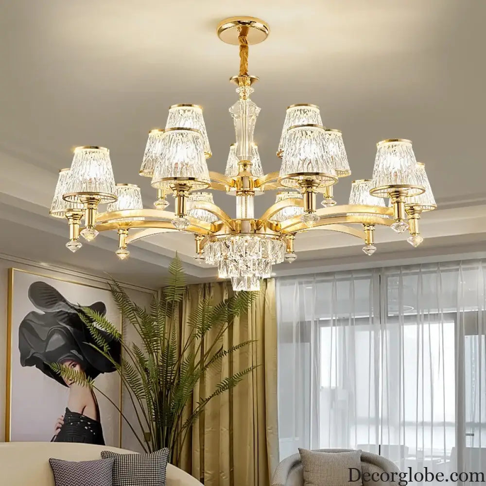 Elegant European Style Crystal Chandelier - A Modern Light Luxury Fixture for Living Rooms, Bedrooms, and Dining Areas - DecorGlobe