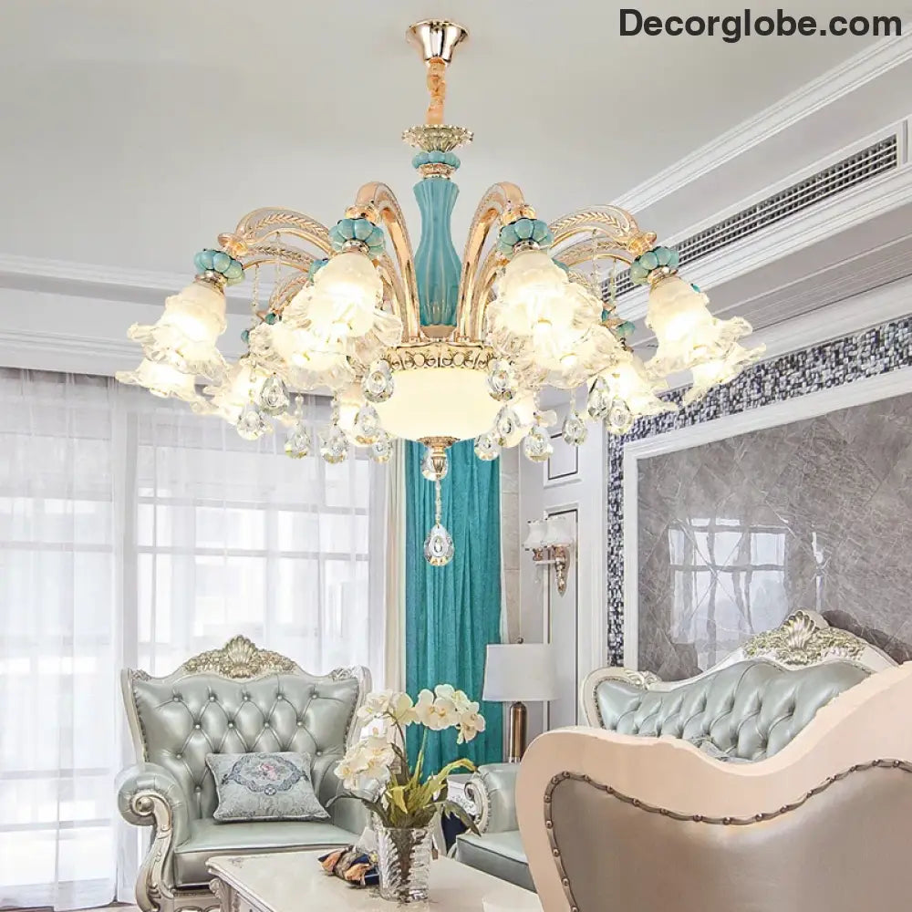 Elegant European-Style Crystal Chandelier - A Romantic and Fashionable Lighting Fixture for Living Rooms, Bedrooms, Dining Rooms, Studies, and Villa Duplexes - DecorGlobe