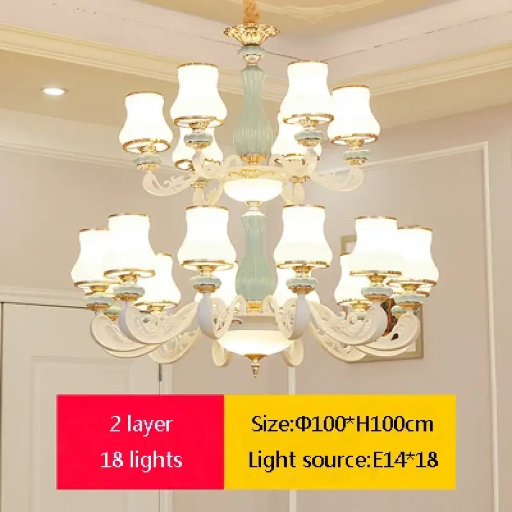 Elegant European-Style Duplex Building Chandelier - Ideal for Villa Living Rooms, Grand Halls, and Stairwells - DecorGlobe