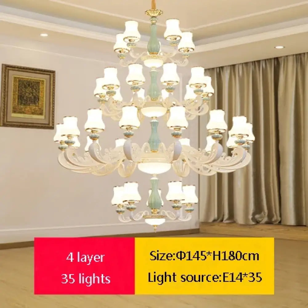 Elegant European-Style Duplex Building Chandelier - Ideal for Villa Living Rooms, Grand Halls, and Stairwells - DecorGlobe