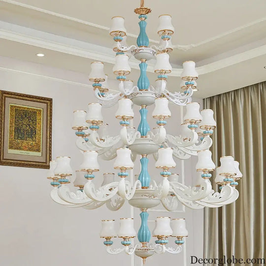Elegant European-Style Duplex Building Chandelier - Ideal for Villa Living Rooms, Grand Halls, and Stairwells - DecorGlobe