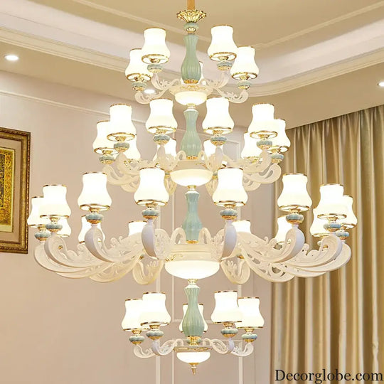 Elegant European-Style Duplex Building Chandelier - Ideal for Villa Living Rooms, Grand Halls, and Stairwells - DecorGlobe