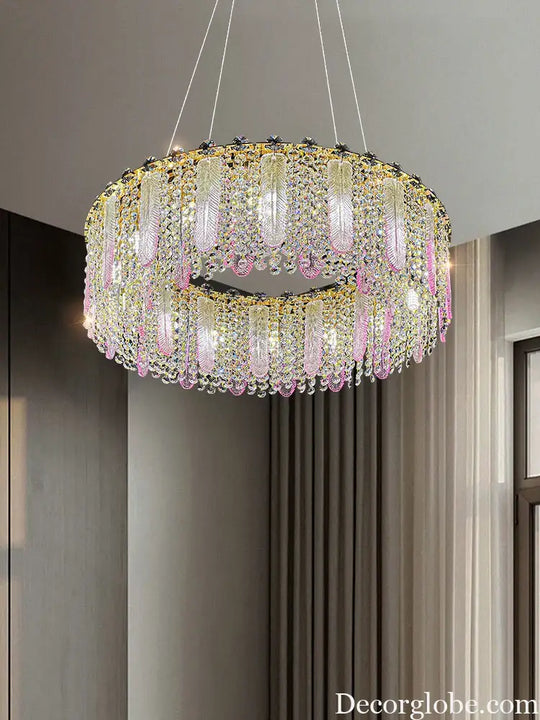 Elegant Feather Crystal Chandelier - A Light Luxury Masterpiece for Bedrooms, Living Rooms, Restaurants, and Villas - DecorGlobe