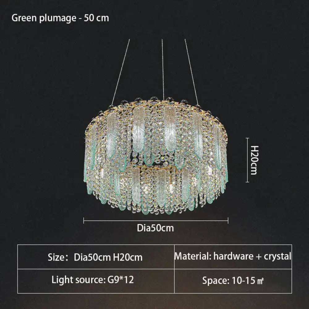 Elegant Feather Crystal Chandelier - A Light Luxury Masterpiece for Bedrooms, Living Rooms, Restaurants, and Villas - DecorGlobe