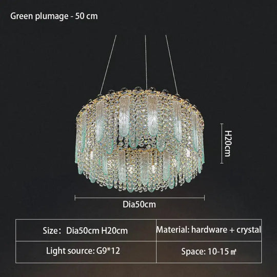 Elegant Feather Crystal Chandelier - A Light Luxury Masterpiece for Bedrooms, Living Rooms, Restaurants, and Villas - DecorGlobe