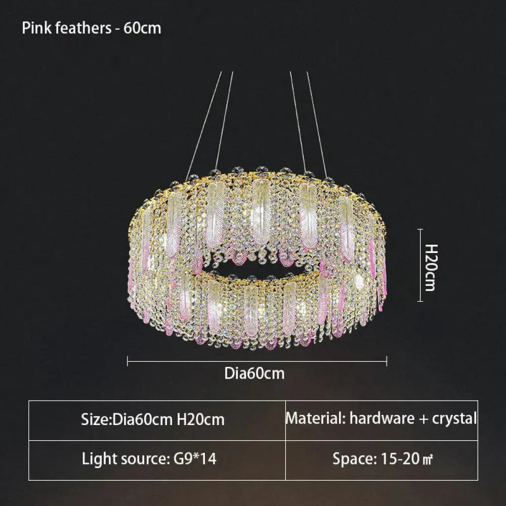 Elegant Feather Crystal Chandelier - A Light Luxury Masterpiece for Bedrooms, Living Rooms, Restaurants, and Villas - DecorGlobe