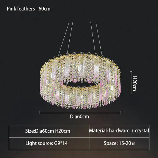 Elegant Feather Crystal Chandelier - A Light Luxury Masterpiece for Bedrooms, Living Rooms, Restaurants, and Villas - DecorGlobe