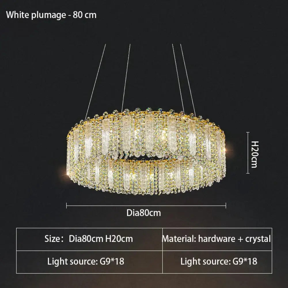 Elegant Feather Crystal Chandelier - A Light Luxury Masterpiece for Bedrooms, Living Rooms, Restaurants, and Villas - DecorGlobe
