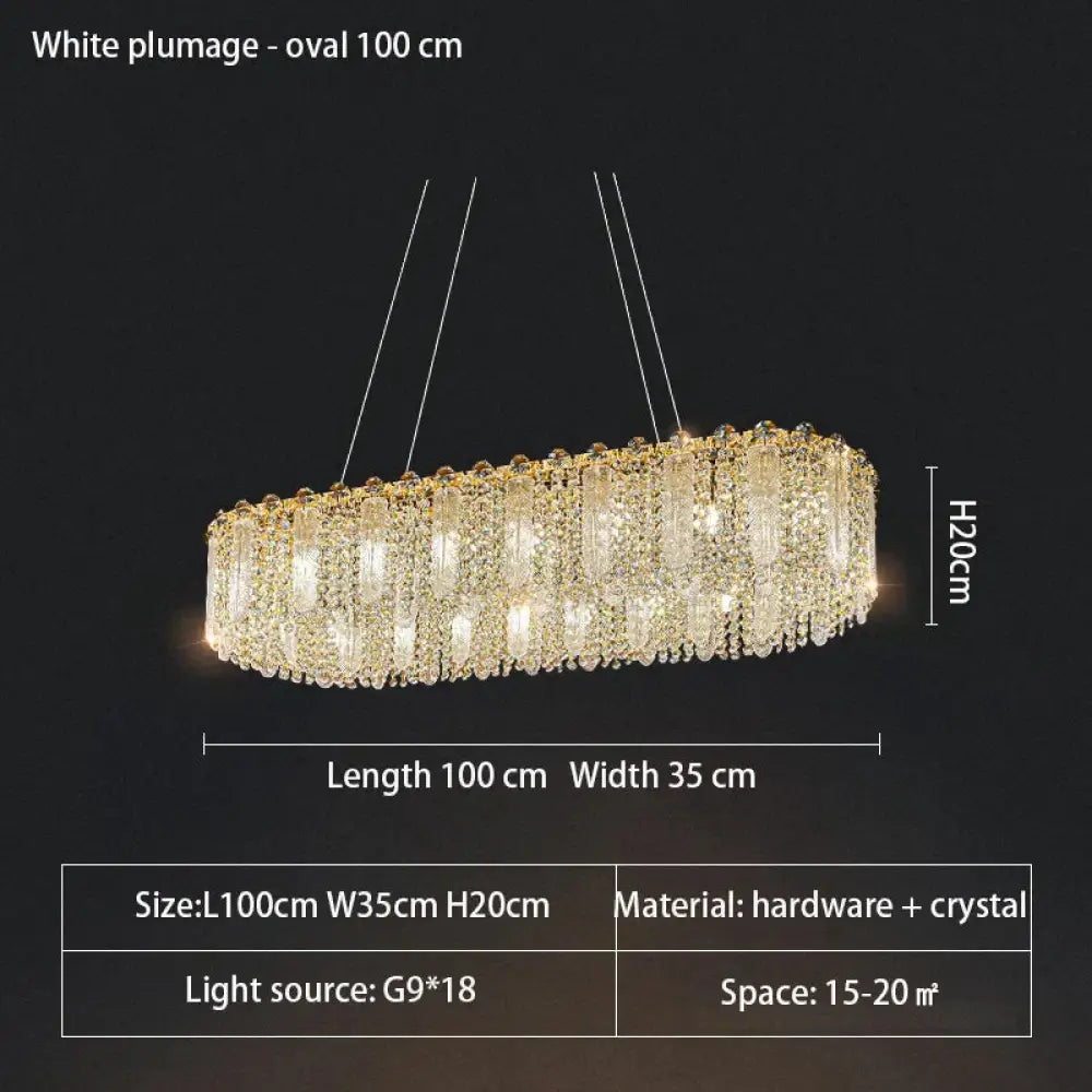Elegant Feather Crystal Chandelier - A Light Luxury Masterpiece for Bedrooms, Living Rooms, Restaurants, and Villas - DecorGlobe