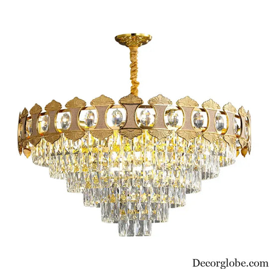 Elegant Golden Crystal Chandelier - Perfect for Master Bedrooms, Living Rooms, and Dining Rooms, Creating an Atmosphere of Simplicity and Light Luxury - DecorGlobe