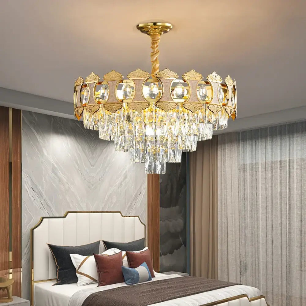 Elegant Golden Crystal Chandelier - Perfect for Master Bedrooms, Living Rooms, and Dining Rooms, Creating an Atmosphere of Simplicity and Light Luxury - DecorGlobe