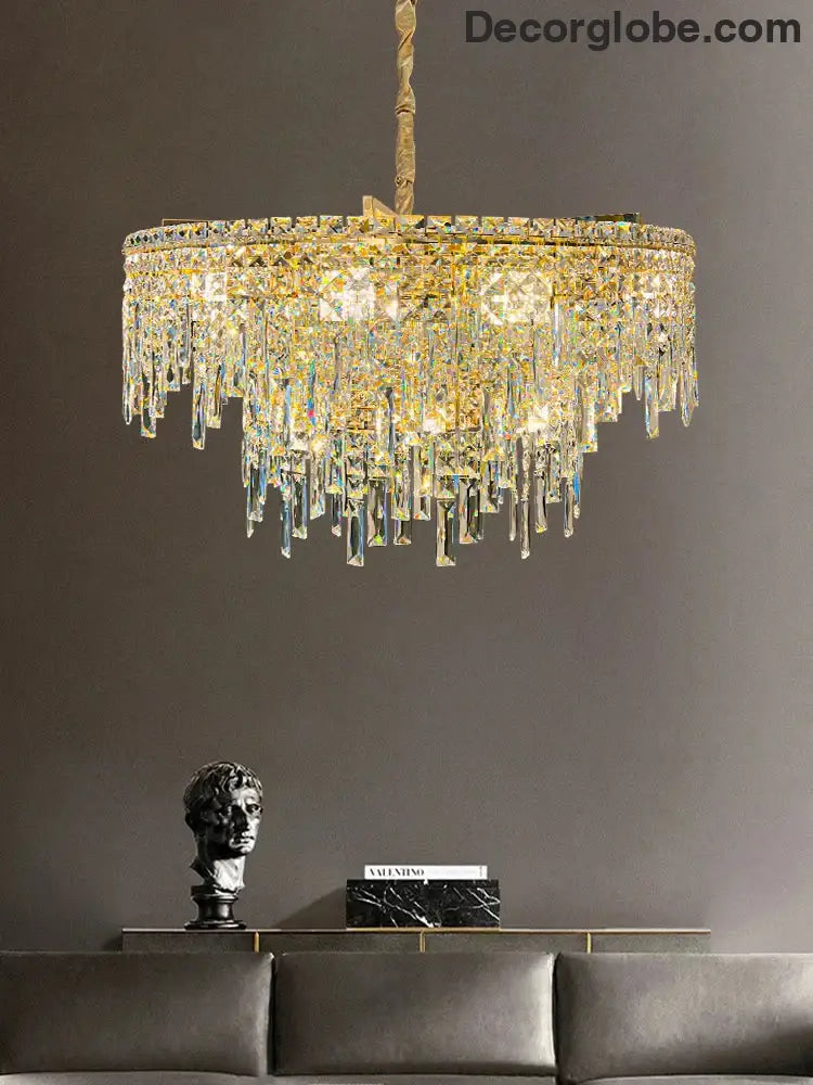 Elegant Golden Round Chandelier - A Creative New Design for Living Rooms, Dining Rooms, and More - DecorGlobe