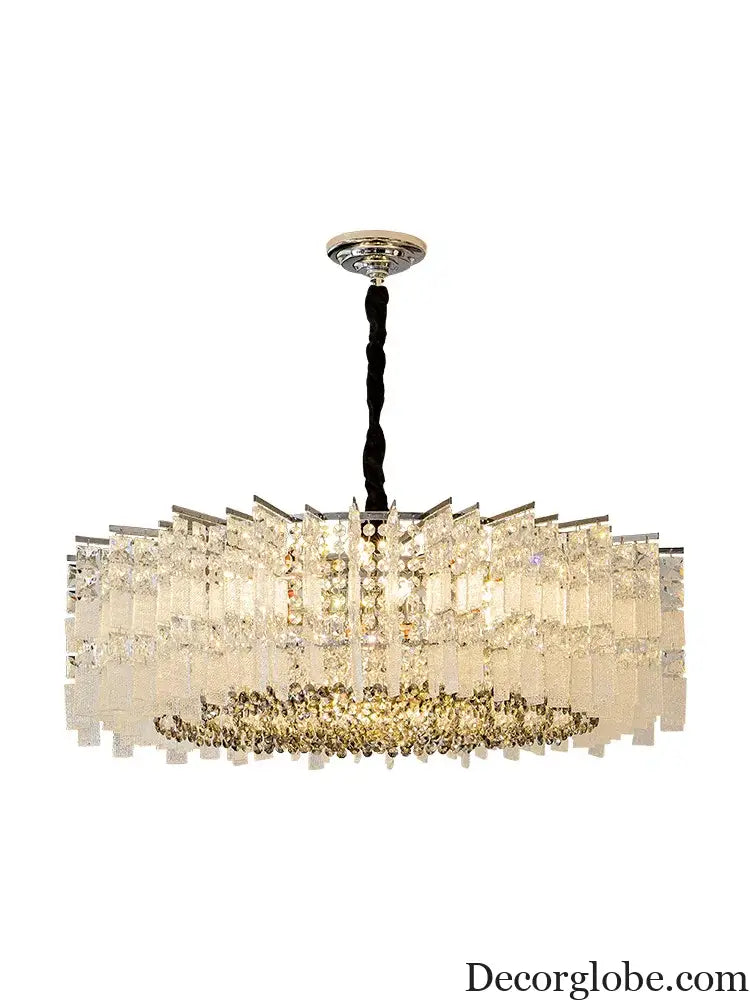 Elegant LED Crystal Chandelier for Luxurious Living Rooms - Chrome/Gold Round Design - Perfect Indoor Lighting Fixture - DecorGlobe