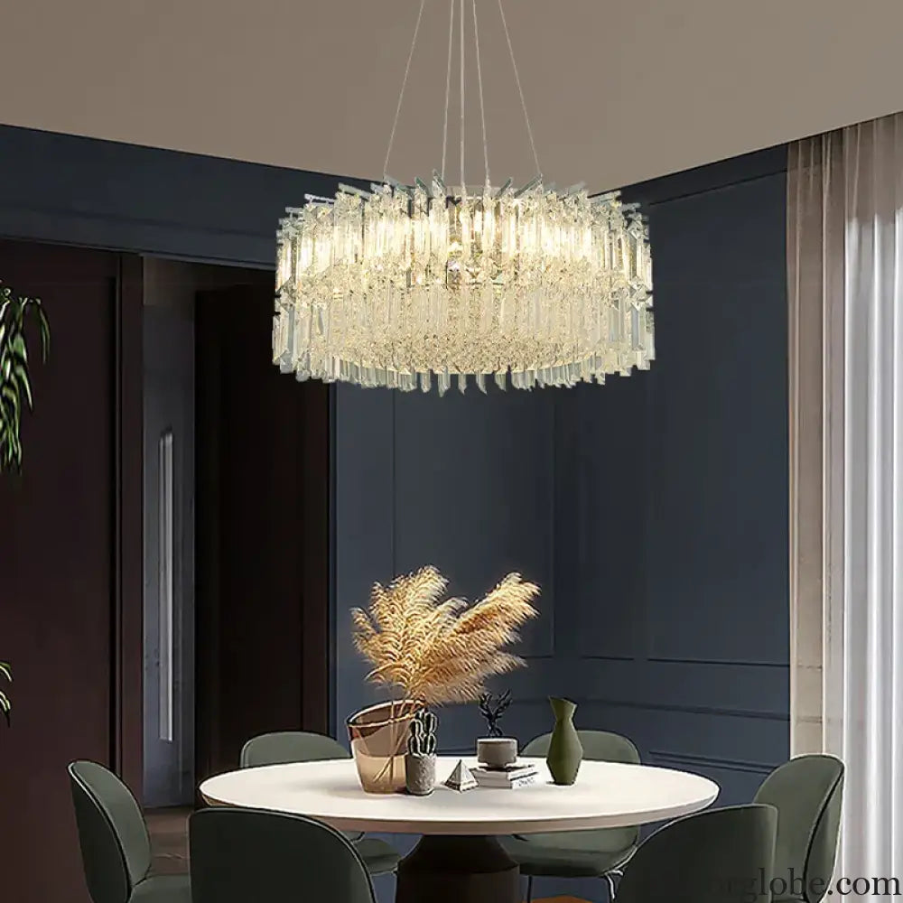 Elegant Modern Crystal Chrome Chandelier - A Luxury Glossy Fixture for Living Rooms, Bedrooms, and Dining Room Decor - DecorGlobe