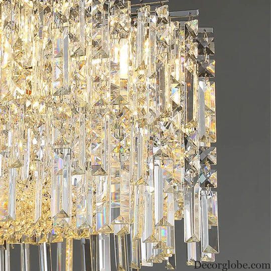 Elegant Modern Crystal Chrome Chandelier - A Luxury Glossy Fixture for Living Rooms, Bedrooms, and Dining Room Decor - DecorGlobe