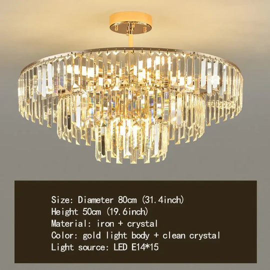 Elegant Modern Crystal Gold Chandelier - Round Smoked Gray Crystal Design - Perfect for Luxury Living Rooms and Bedrooms - DecorGlobe