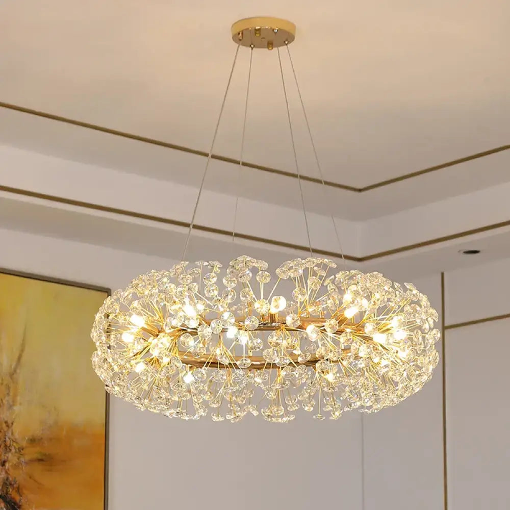 Elegant Modern Gold K9 Crystal Hanging Chandelier - A Luxury LED Fixture for Living and Dining Spaces - DecorGlobe