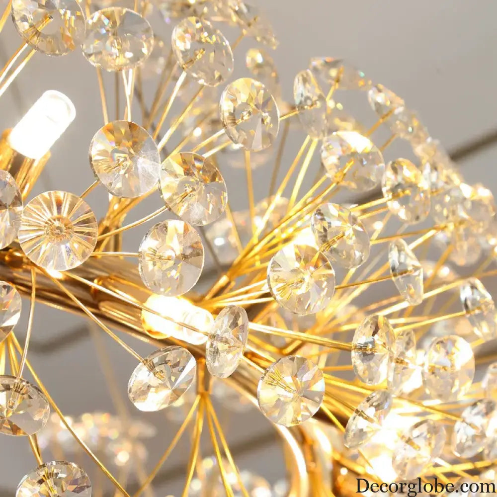Elegant Modern Gold K9 Crystal Hanging Chandelier - A Luxury LED Fixture for Living and Dining Spaces - DecorGlobe