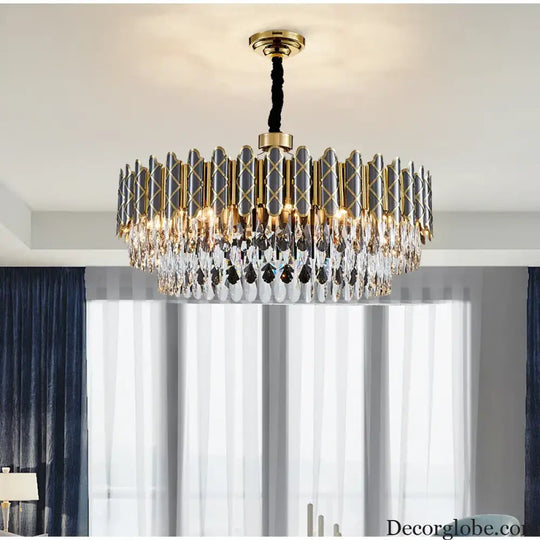 Elegant Post-Modern Black Crystal Chandelier - A Simple Atmosphere Fixture for Living Rooms, Bedrooms, and Dining Spaces - DecorGlobe