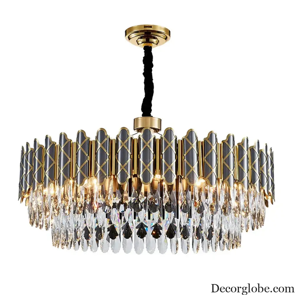 Elegant Post-Modern Black Crystal Chandelier - A Simple Atmosphere Fixture for Living Rooms, Bedrooms, and Dining Spaces - DecorGlobe