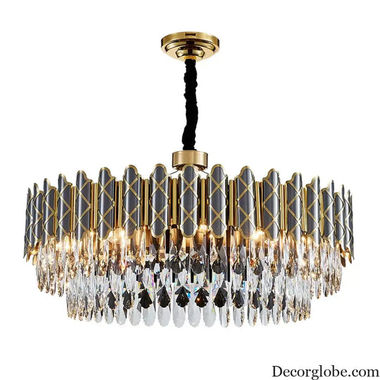 Elegant Post-Modern Black Crystal Chandelier - A Simple Atmosphere Fixture for Living Rooms, Bedrooms, and Dining Spaces - DecorGlobe