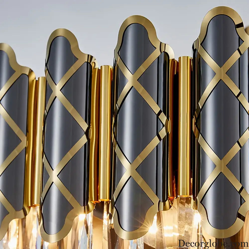 Elegant Post-Modern Black Crystal Chandelier - A Simple Atmosphere Fixture for Living Rooms, Bedrooms, and Dining Spaces - DecorGlobe