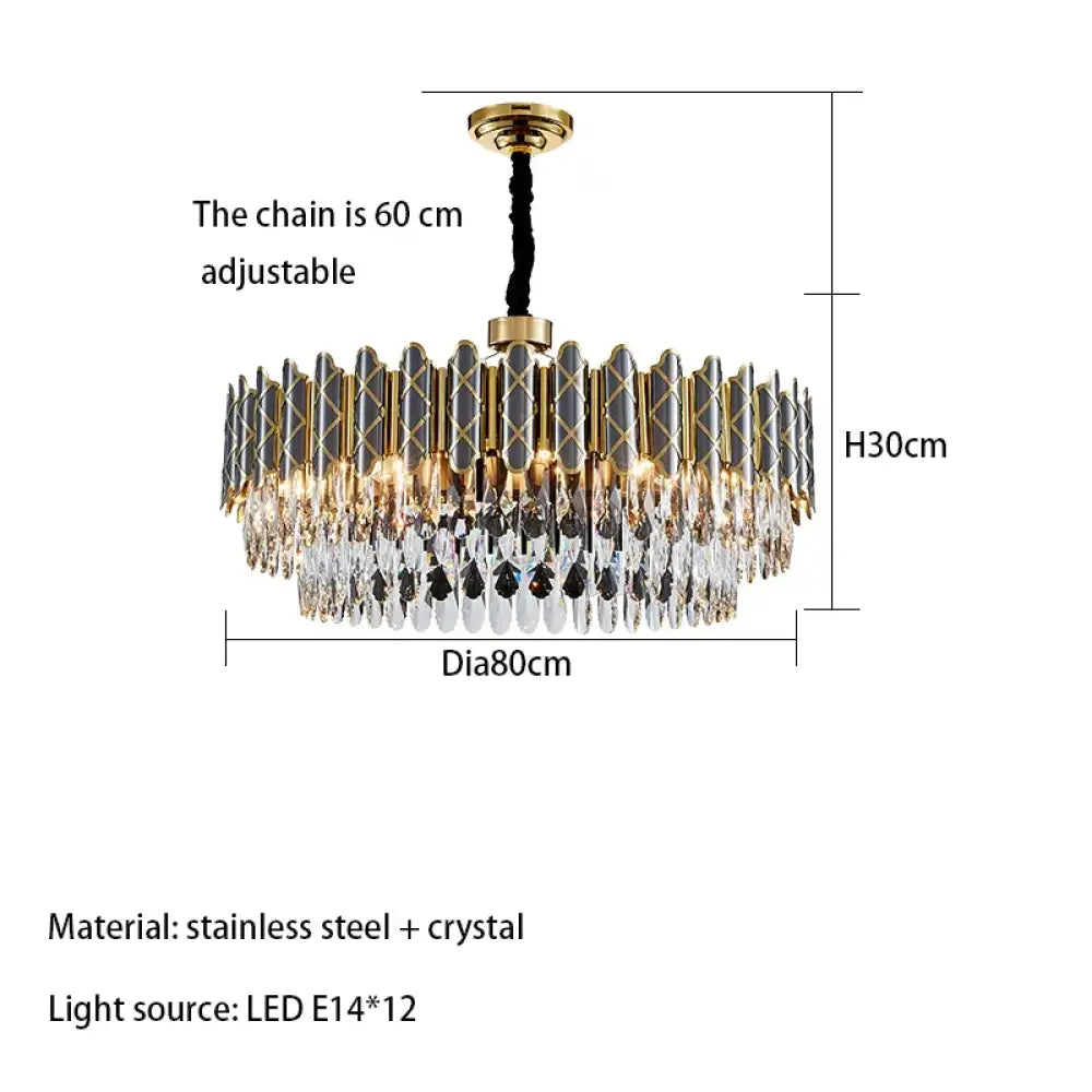 Elegant Post-Modern Black Crystal Chandelier - A Simple Atmosphere Fixture for Living Rooms, Bedrooms, and Dining Spaces - DecorGlobe