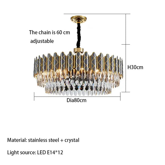 Elegant Post-Modern Black Crystal Chandelier - A Simple Atmosphere Fixture for Living Rooms, Bedrooms, and Dining Spaces - DecorGlobe